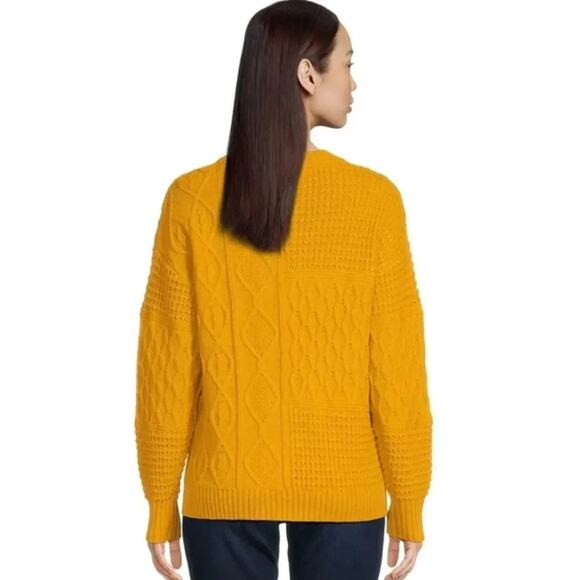 Time and Tru Mixed Stitch Gold Tea Sweater, Midweight, Size Medium, New with Tag - Picture 3 of 8